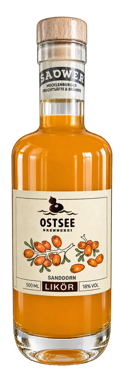Fruchtlikör Sanddorn, Flasche 0,5 L
